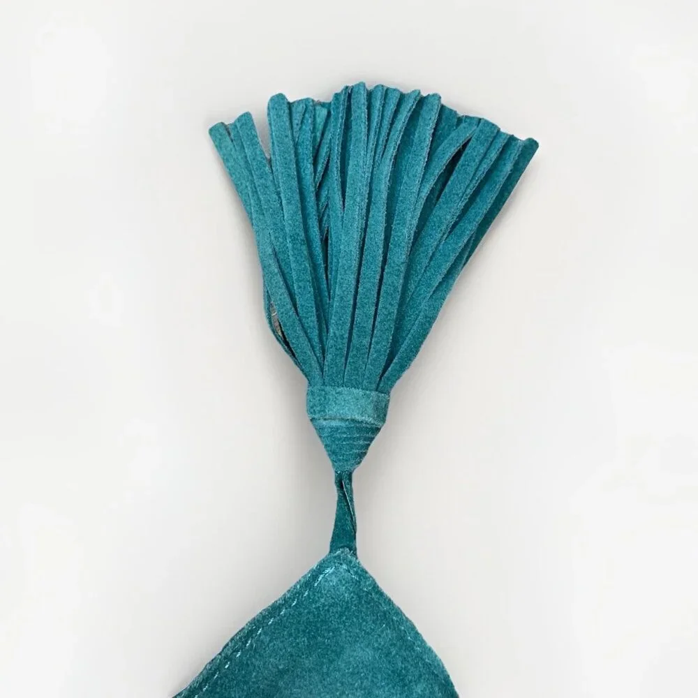 NWT West Elm Suede Tassel Pillow Cover Deep Teal 15x15 Retail $79